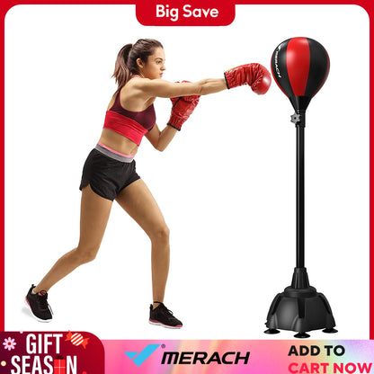 MERACH Punching Bag with Stand Punching Bag for Adults & Teens Adjustable Height Boxing Bag for Stress Relief & Fitness Home Gym