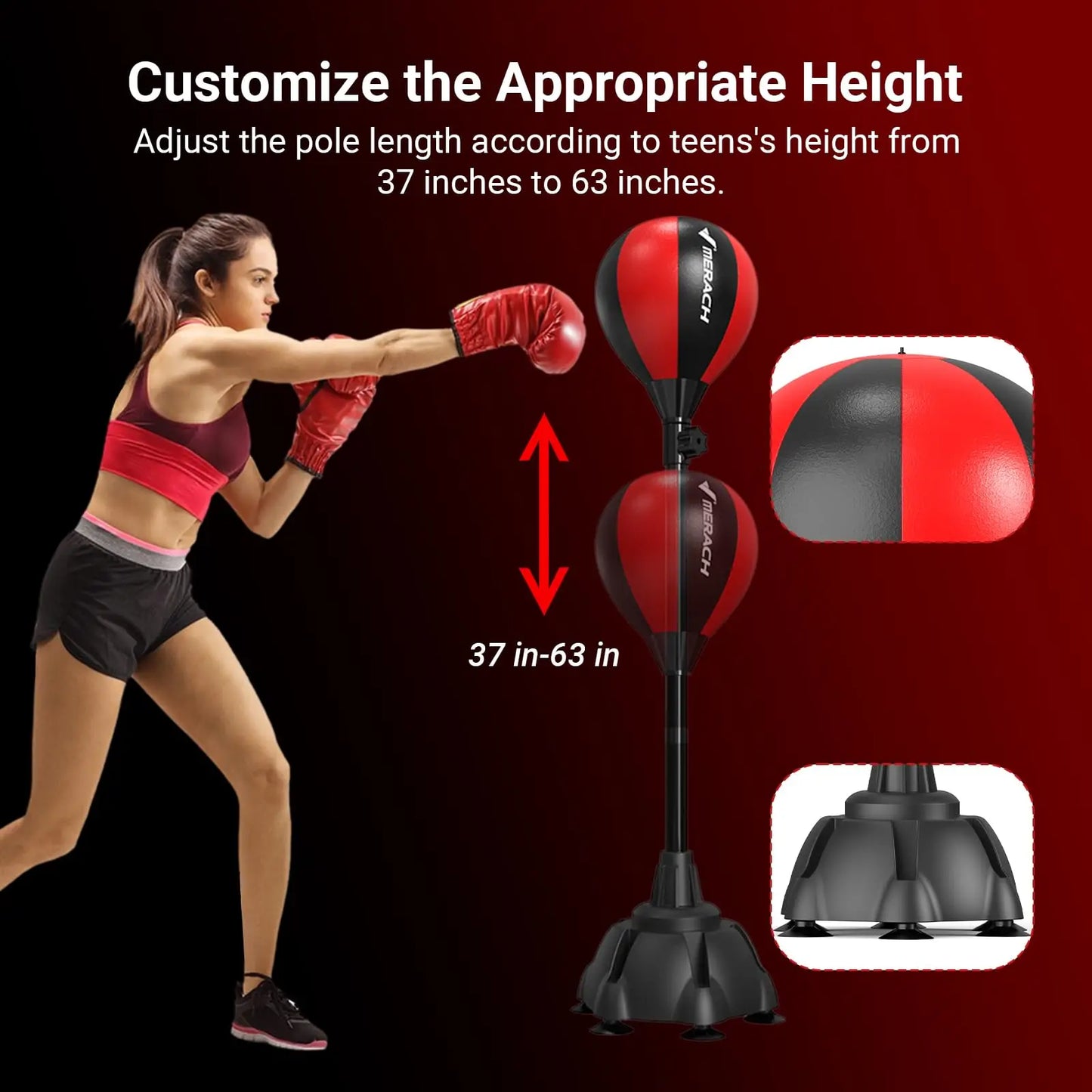 MERACH Punching Bag with Stand Punching Bag for Adults & Teens Adjustable Height Boxing Bag for Stress Relief & Fitness Home Gym